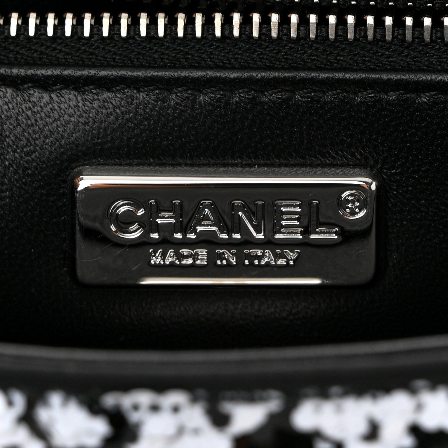 Chanel Sequin Houndstooth Medium Flap Black White 6 of 10