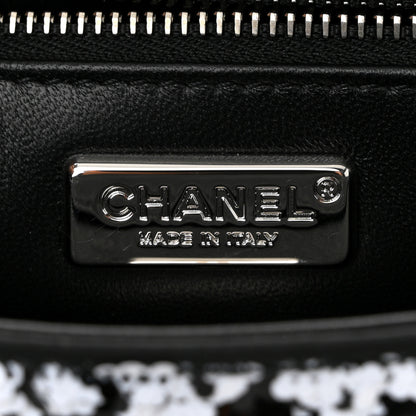 Chanel Sequin Houndstooth Medium Flap Black White 6 of 10