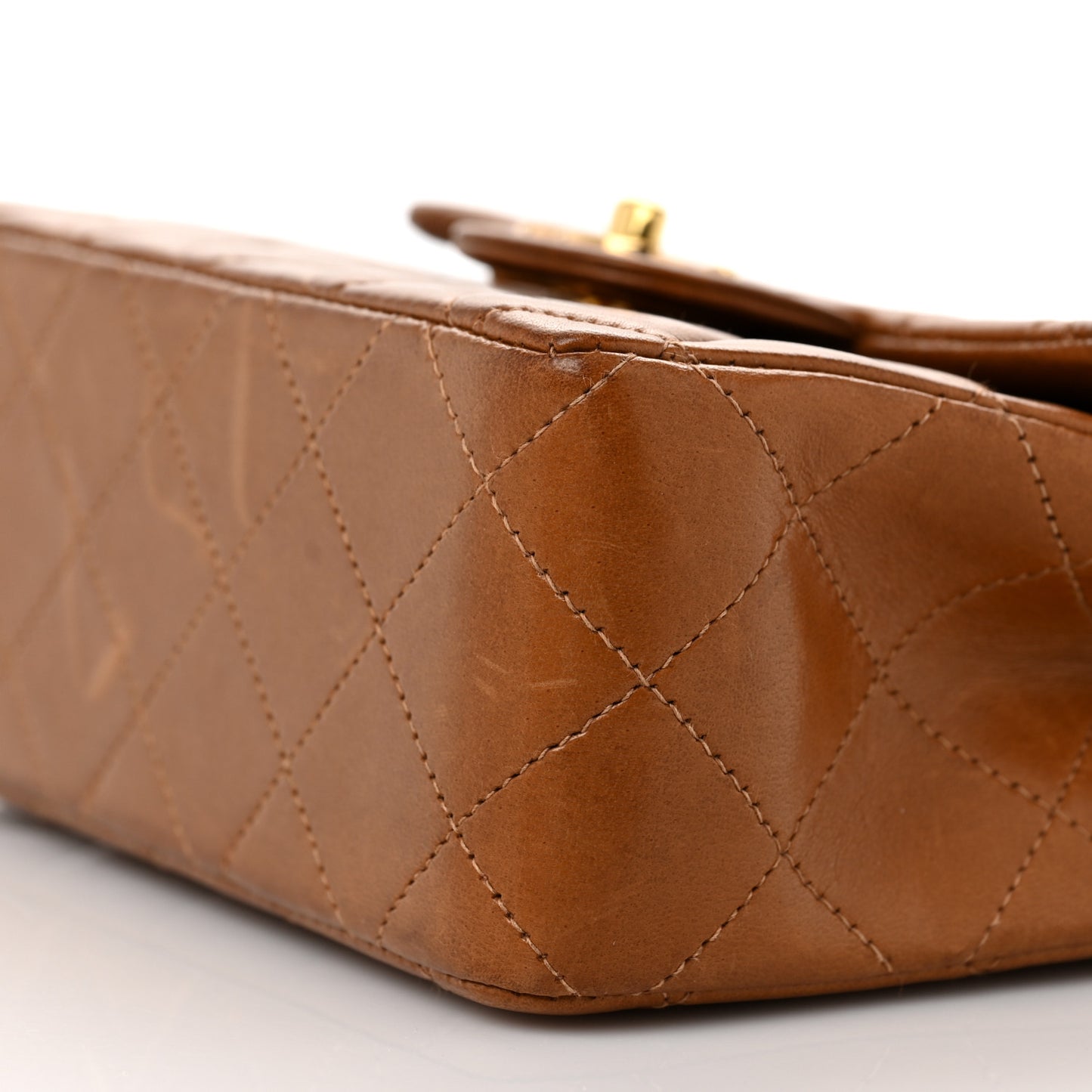 Lambskin Quilted Mini Square Flap Brown