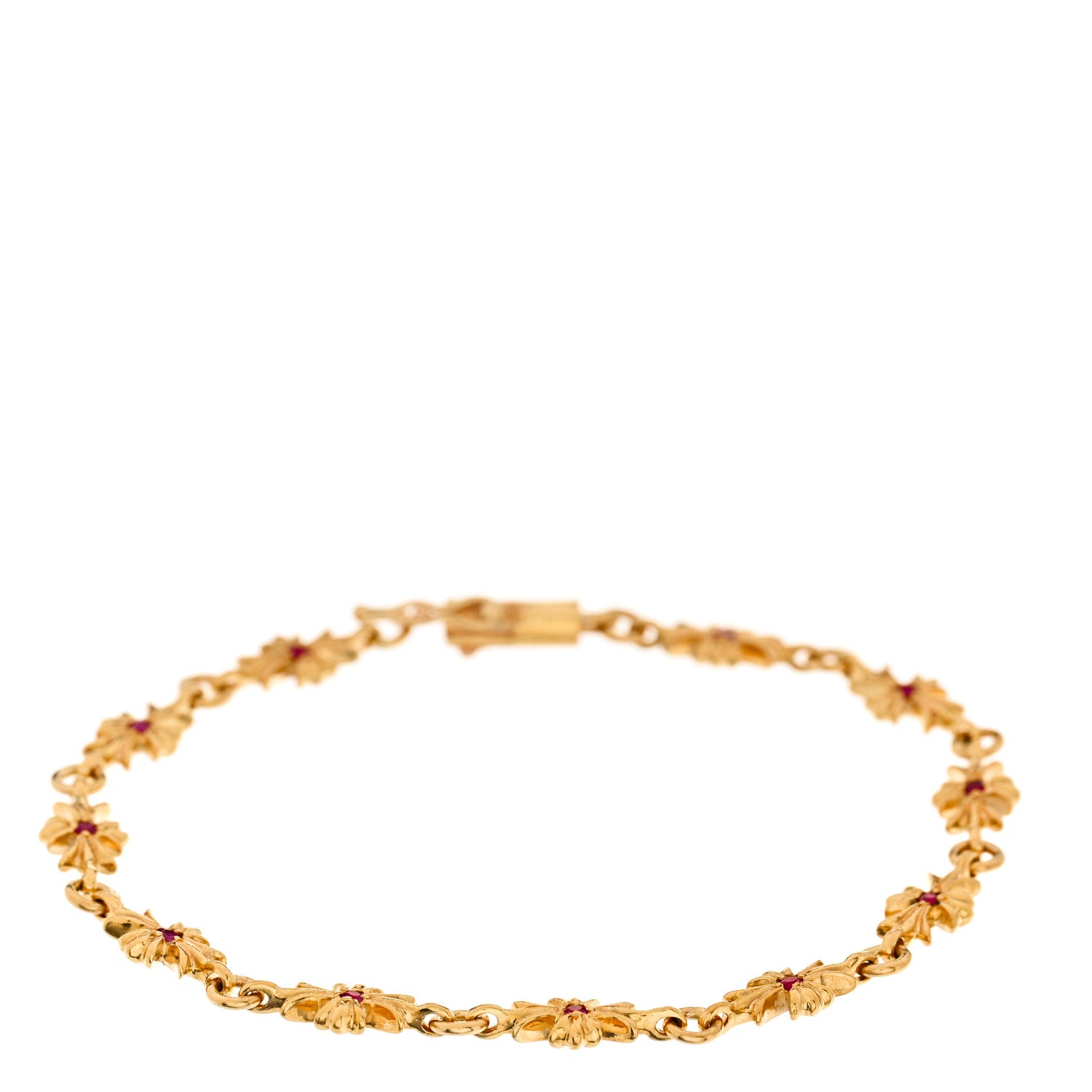 Chrome Hearts 22K Yellow Gold Ruby Tiny E Cross Bracelet 1 of 4