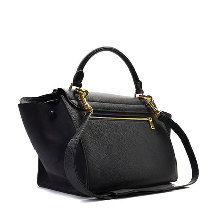 Celine Drummed Calfskin Suede Small Trapeze Navy 2 of 10