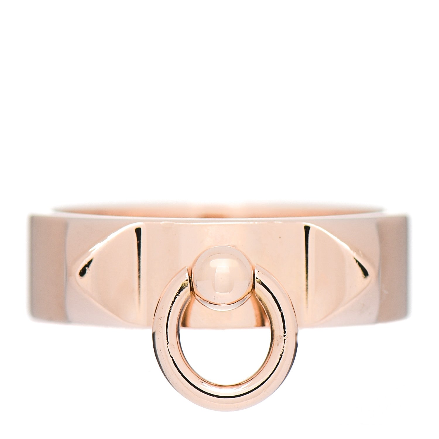 Hermes 18K Rose Gold PM Collier De Chien Ring 48 4.5 1 of 4