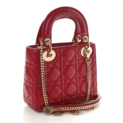 Christian Dior Lambskin Cannage Mini Lady Dior Red 2 of 9