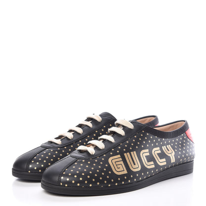 Gucci X SEGA Calfskin GUCCY Stars Womens Falacer Sneakers 38 Black 3 of 7
