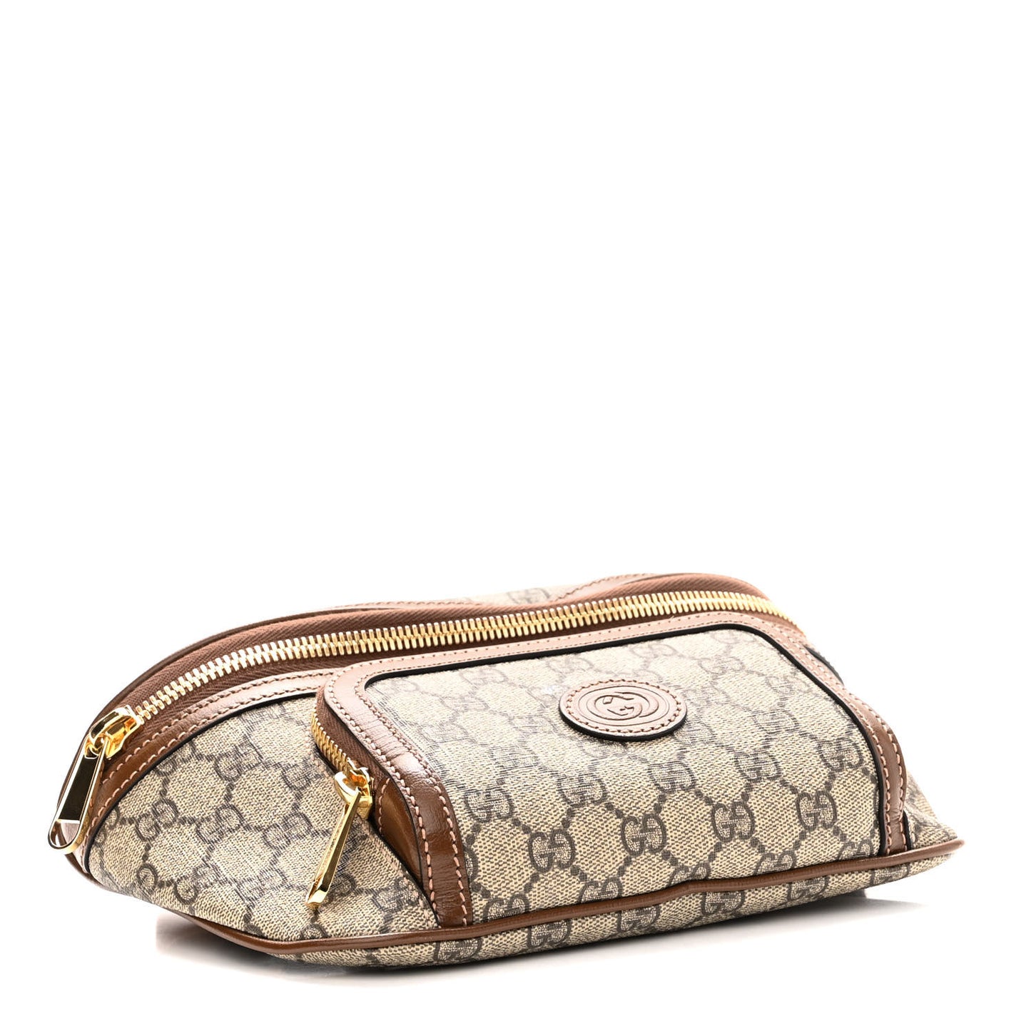 GG Supreme Monogram Textured Calfskin Retro Interlocking G Belt Bag Beige Ebony Brown Sugar