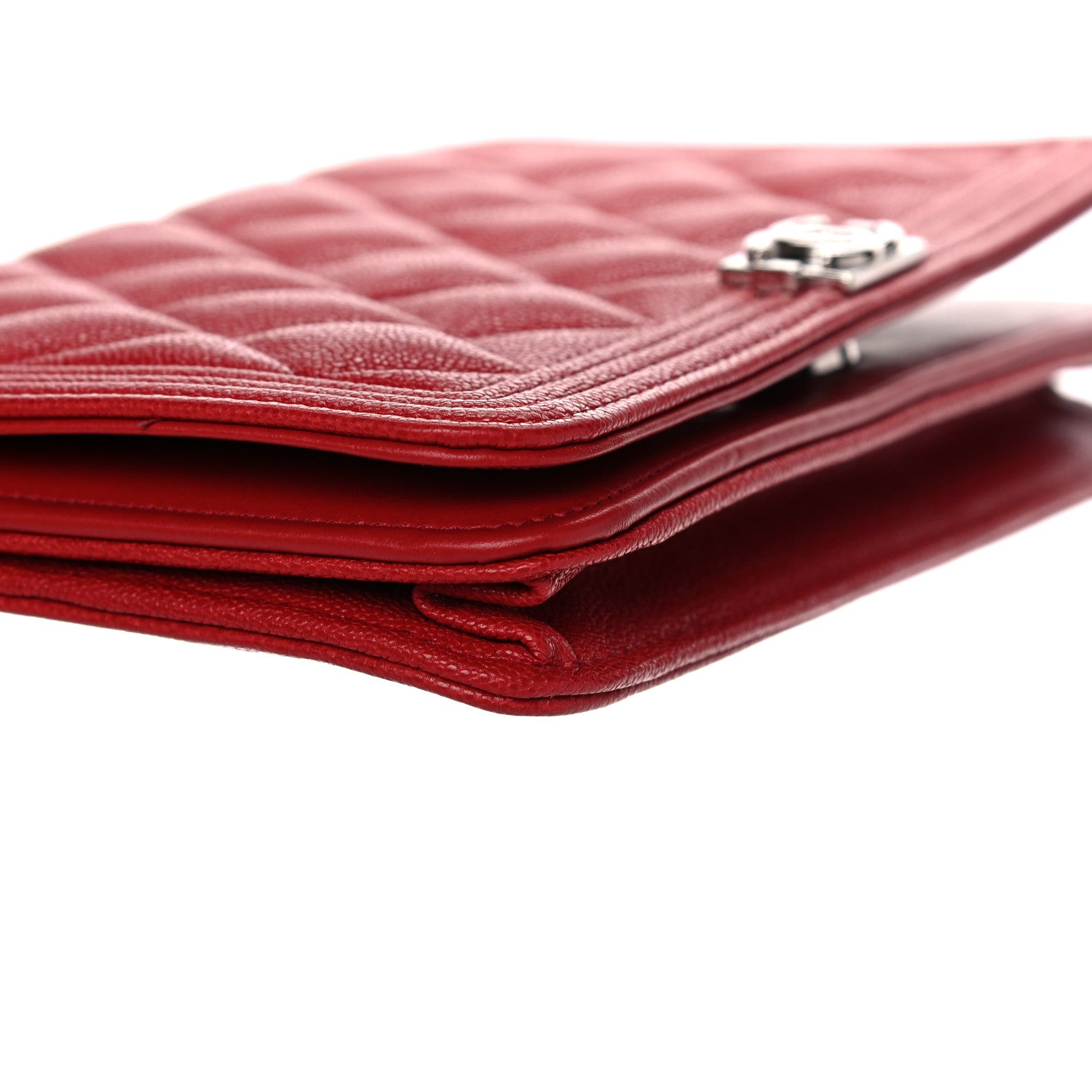 Chanel Caviar Quilted Boy Wallet On Chain WOC Red 9 of 12
