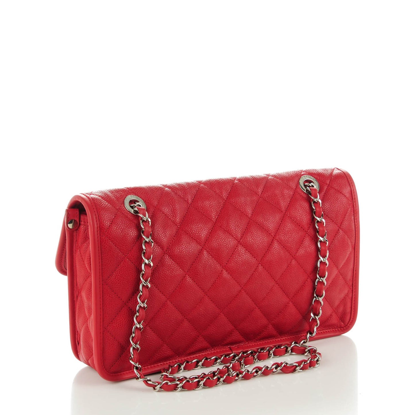 Caviar Quilted Medium French Riviera Flap Red