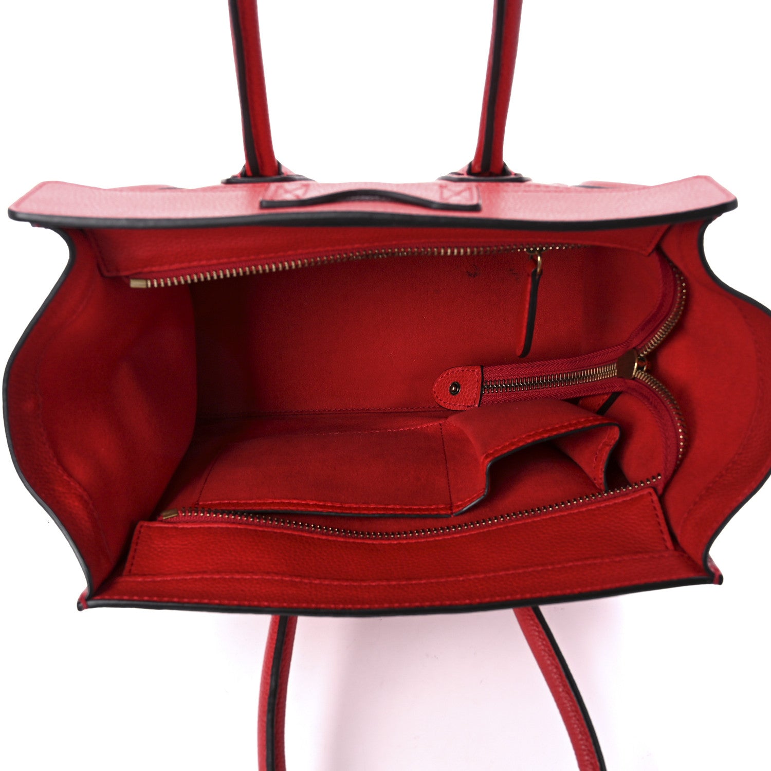 Celine Drummed Calfskin Micro Luggage Red 5 of 12
