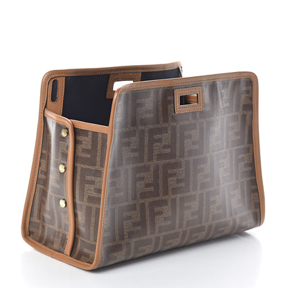 Fendi Glazed Fabric Vitello Century FF 1974 Stamp Patch Mini Peekaboo Defender Cover Mogano Panna Caramello 3 of 9