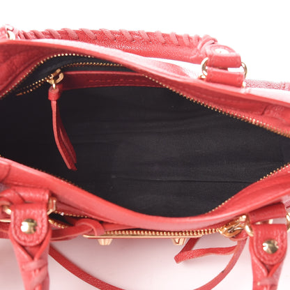 Balenciaga Chevre Gold Metallic Edge Hardware Mini City Rouge Grenade 5 of 20