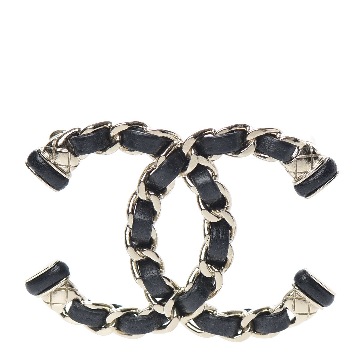 Chanel Lambskin Chain CC Brooch Black Gold 1 of 5