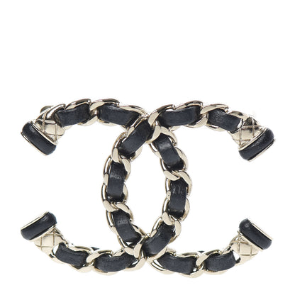 Chanel Lambskin Chain CC Brooch Black Gold 1 of 5