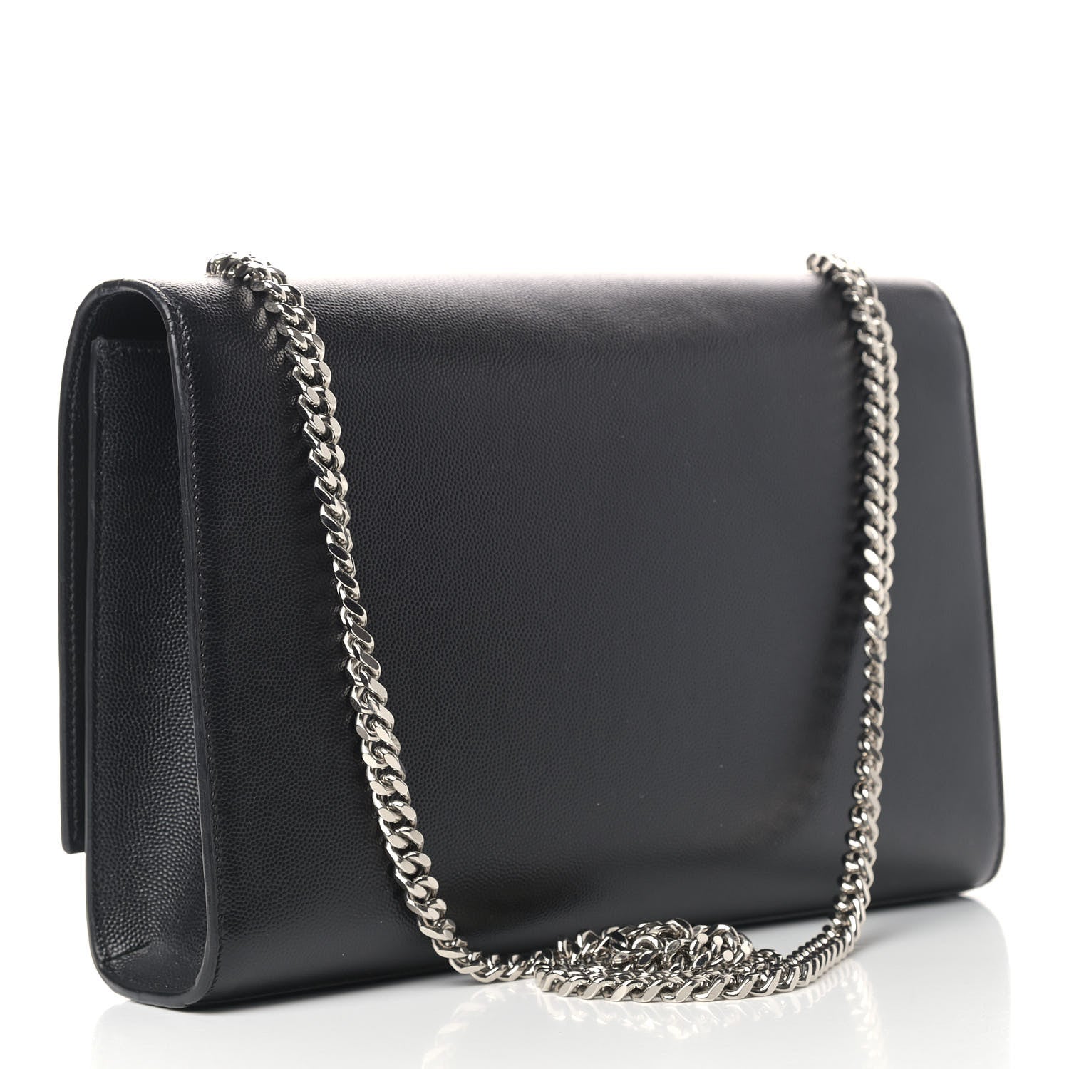 Saint Laurent Grain De Poudre Large Classic Monogram Kate Satchel Black 3 of 13