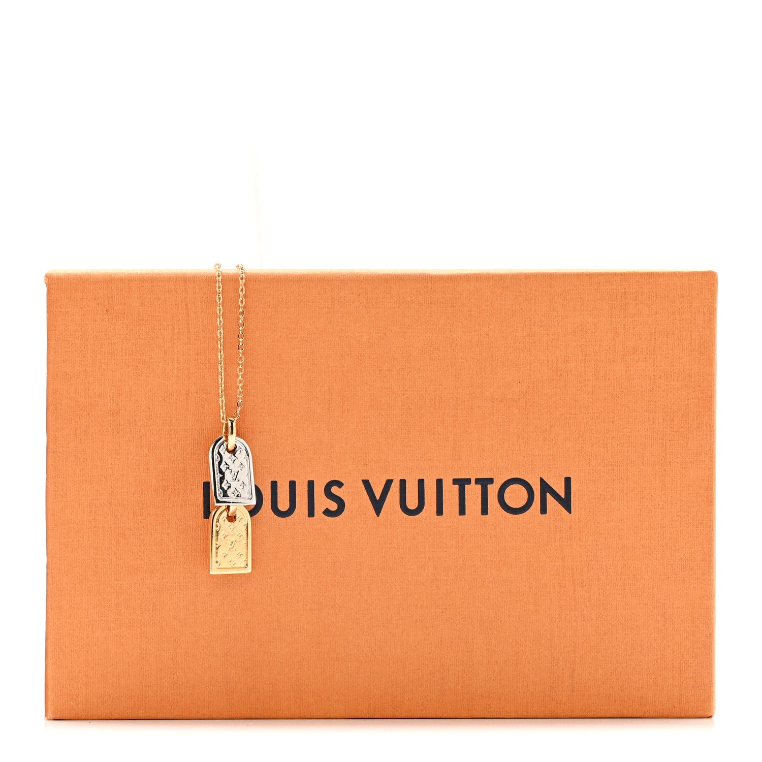 Louis Vuitton Crystal Precious Nanogram Name Tag Necklace Gold Silver 8 of 8