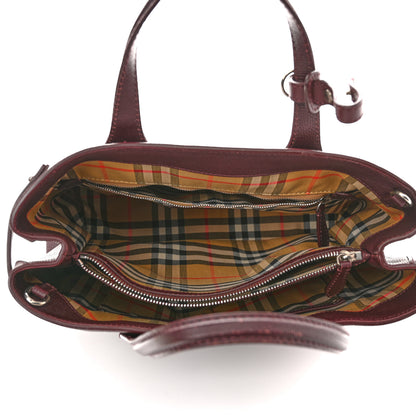 Burberry Grainy Calfskin House Check Medium Banner Tote Mahogany Red 5 of 13