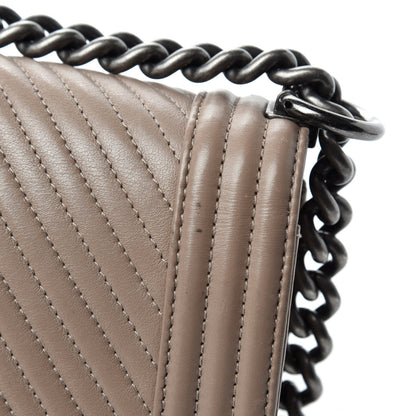 Chanel Calfskin Chevron Quilted Medium Boy Flap Taupe 11 of 16