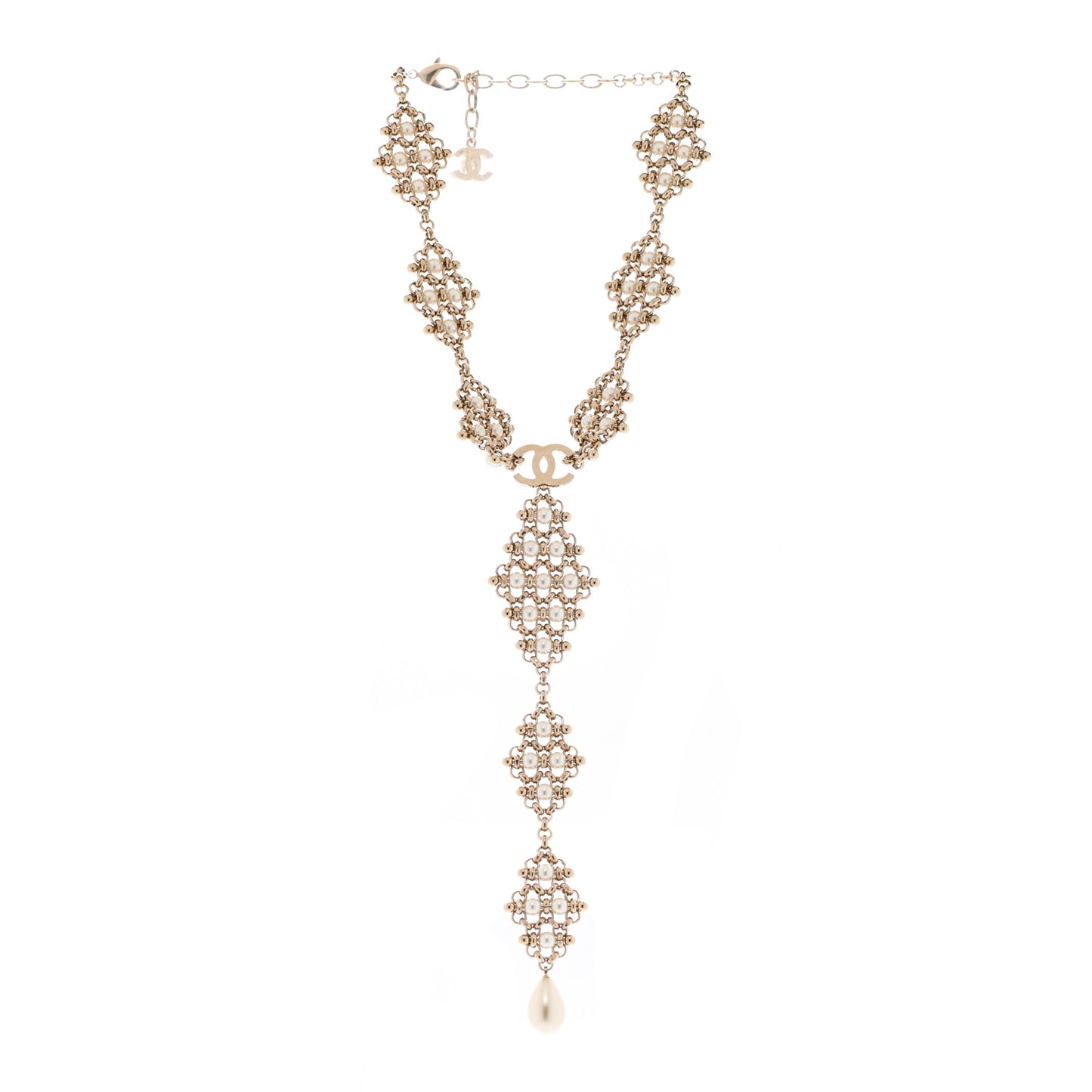 Pearl Monte-Carlo Nights CC Pendant Necklace Gold