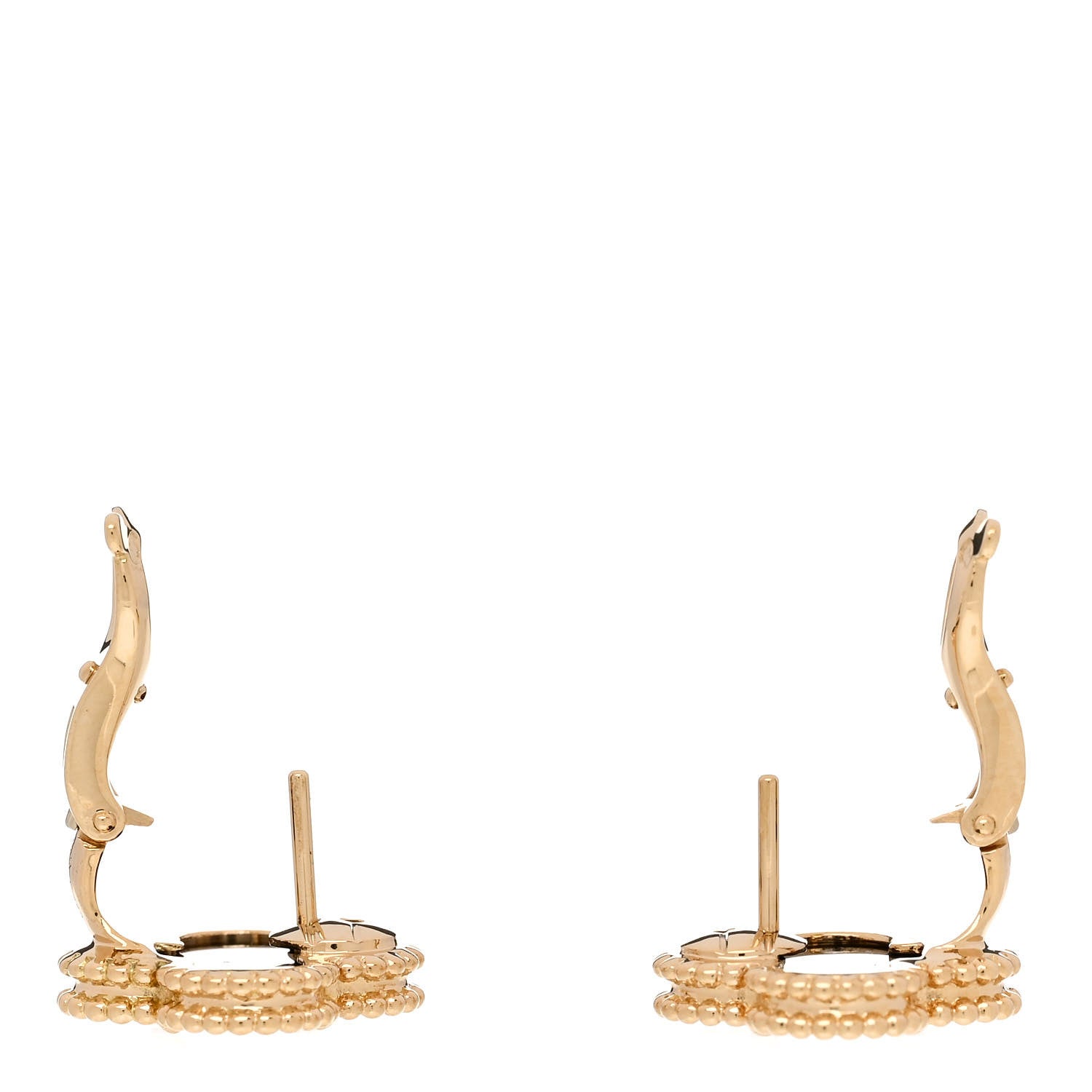 Van Cleef & Arpels 18K Yellow Gold Black Onyx Vintage Alhambra Earrings 3 of 5