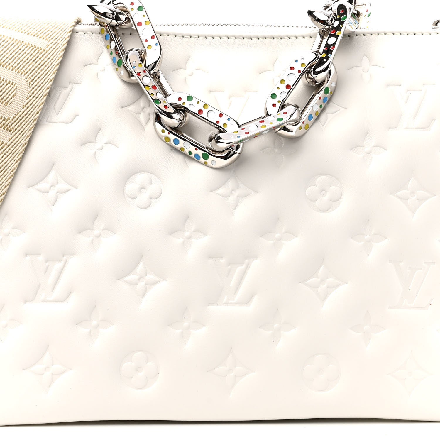 Louis Vuitton LV x YK Lambskin Embossed Monogram Coussin PM White 9 of 12