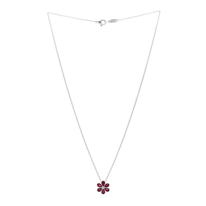 Harry Winston Platinum Diamond Ruby Forget Me Not Pendant Necklace 3 of 5