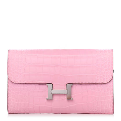 Hermes Matte Alligator Constance Wallet 5P Pink 1 of 4