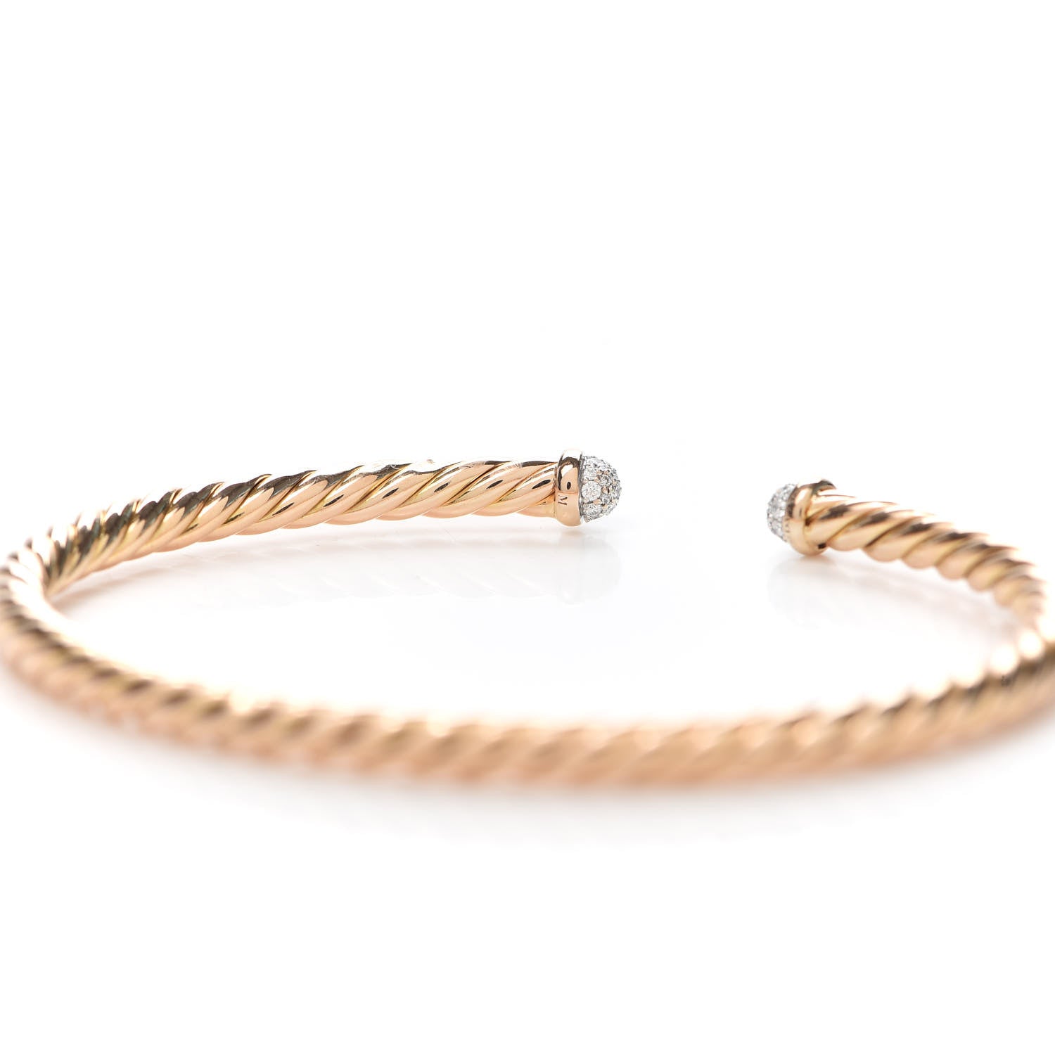 David Yurman 18K Rose Gold Diamond 4mm Cablespira Bracelet 4 of 6