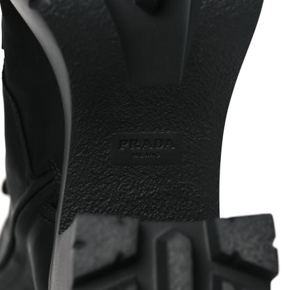 Prada Spazzolato Re-Nylon Metal Triangle Logo Lace Up 55mm Ankle Boots 39 Black 6 of 8