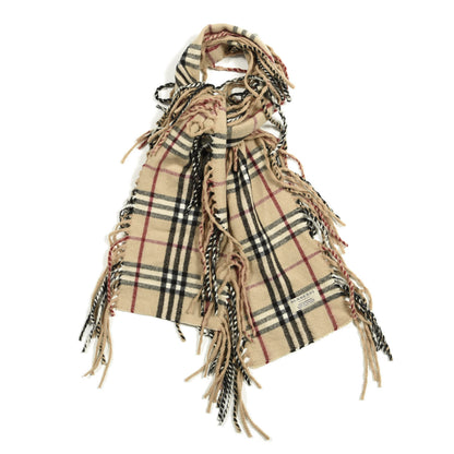 Burberry Cashmere Check Happy Fringe Scarf Camel 1 of 3