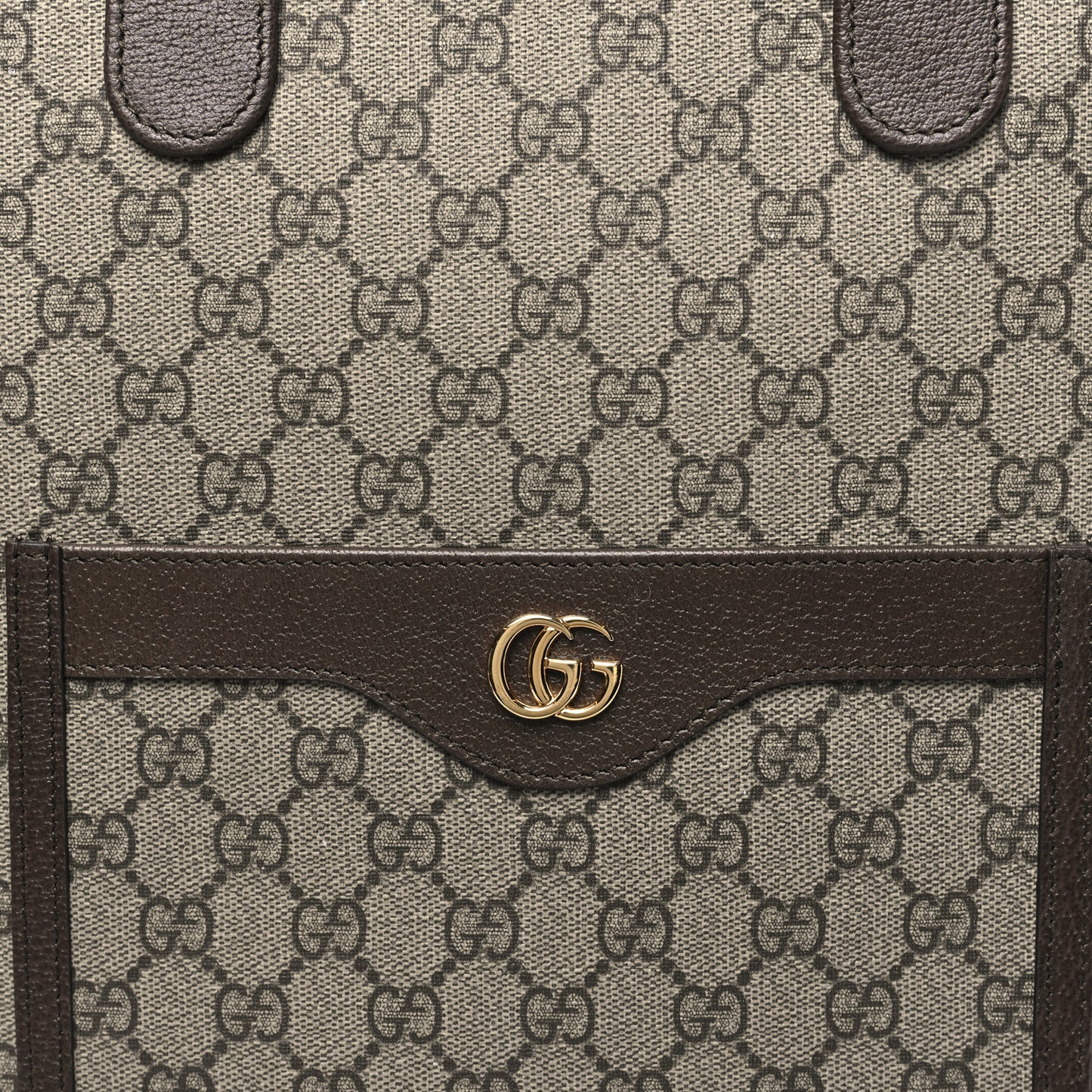 GG Supreme Monogram Web Ophidia Vertical Front Pocket Shopping Tote Brown