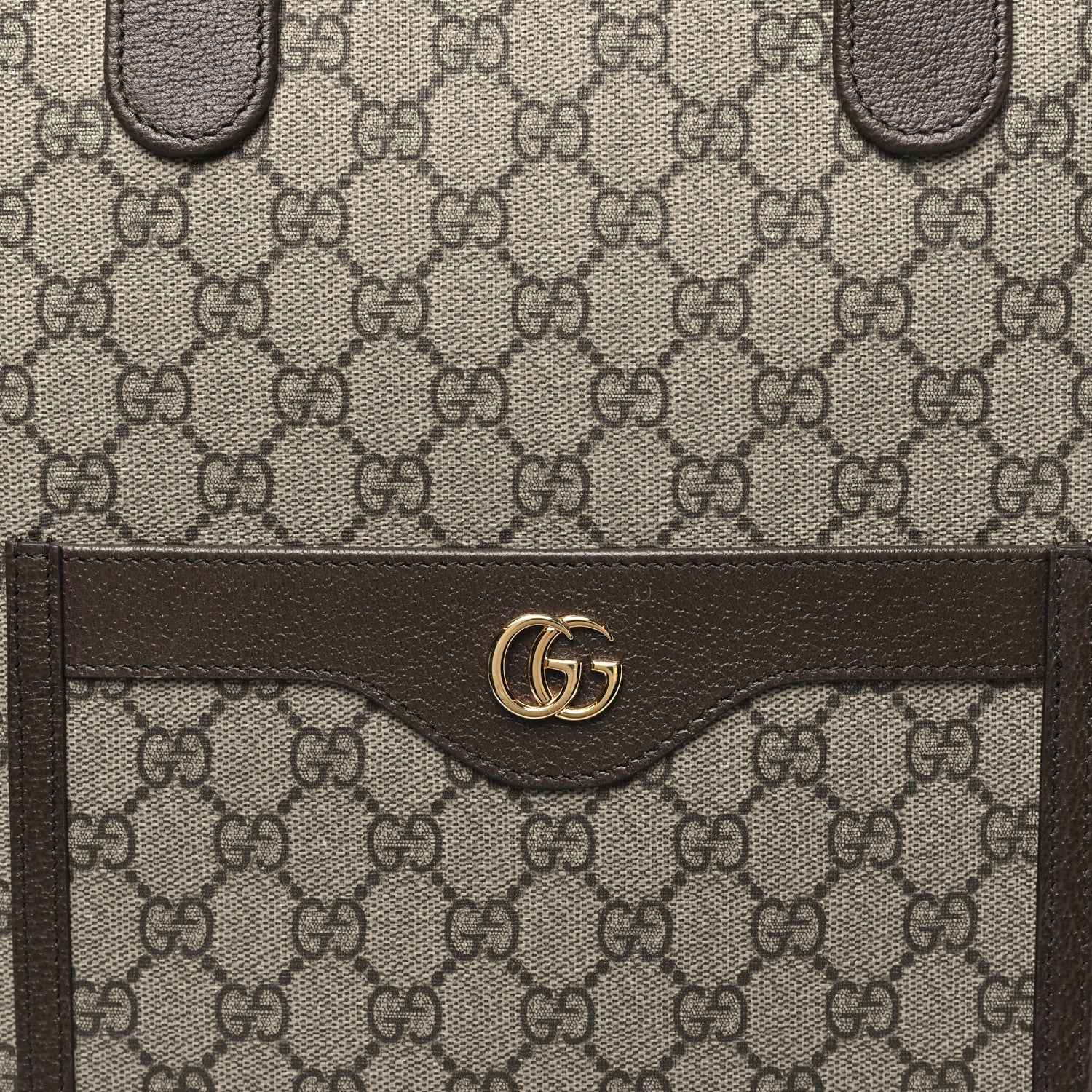 Gucci GG Supreme Monogram Web Ophidia Vertical Front Pocket Shopping Tote Brown 8 of 10