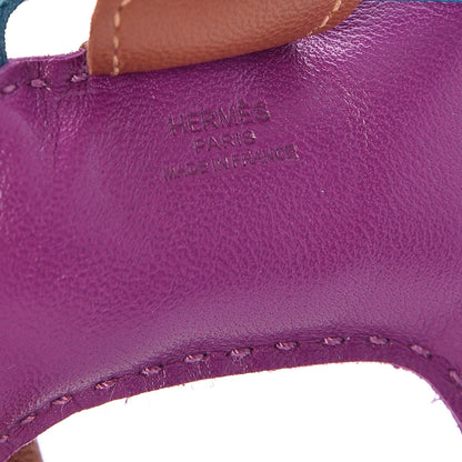 Hermes Milo Lambskin Grigri Rodeo Horse Bag Charm PM Anemone Bleu Izmir Fauve 3 of 4