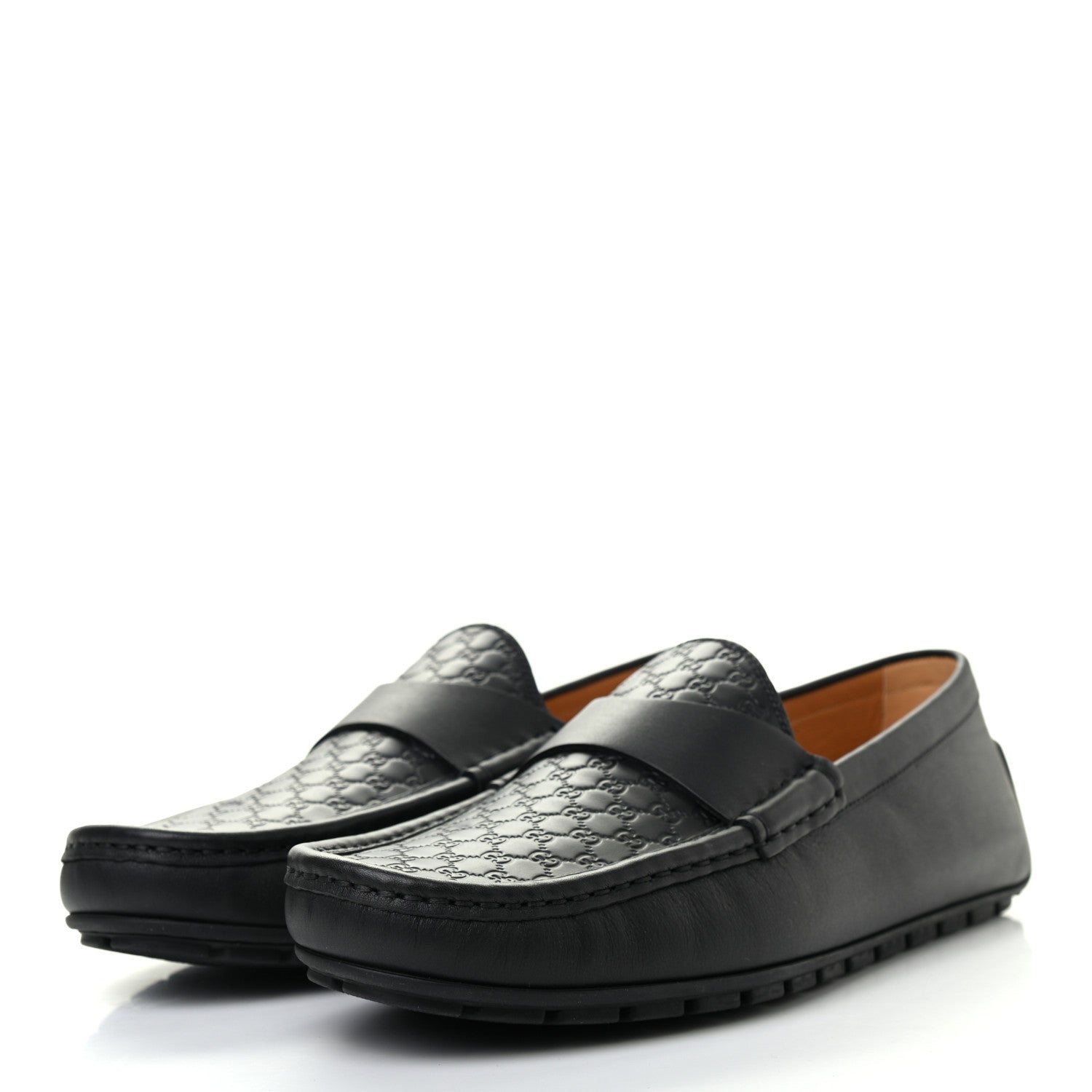Gucci Calfskin Miro Soft Microguccissima Mens Driver Loafers 8 Black 3 of 7