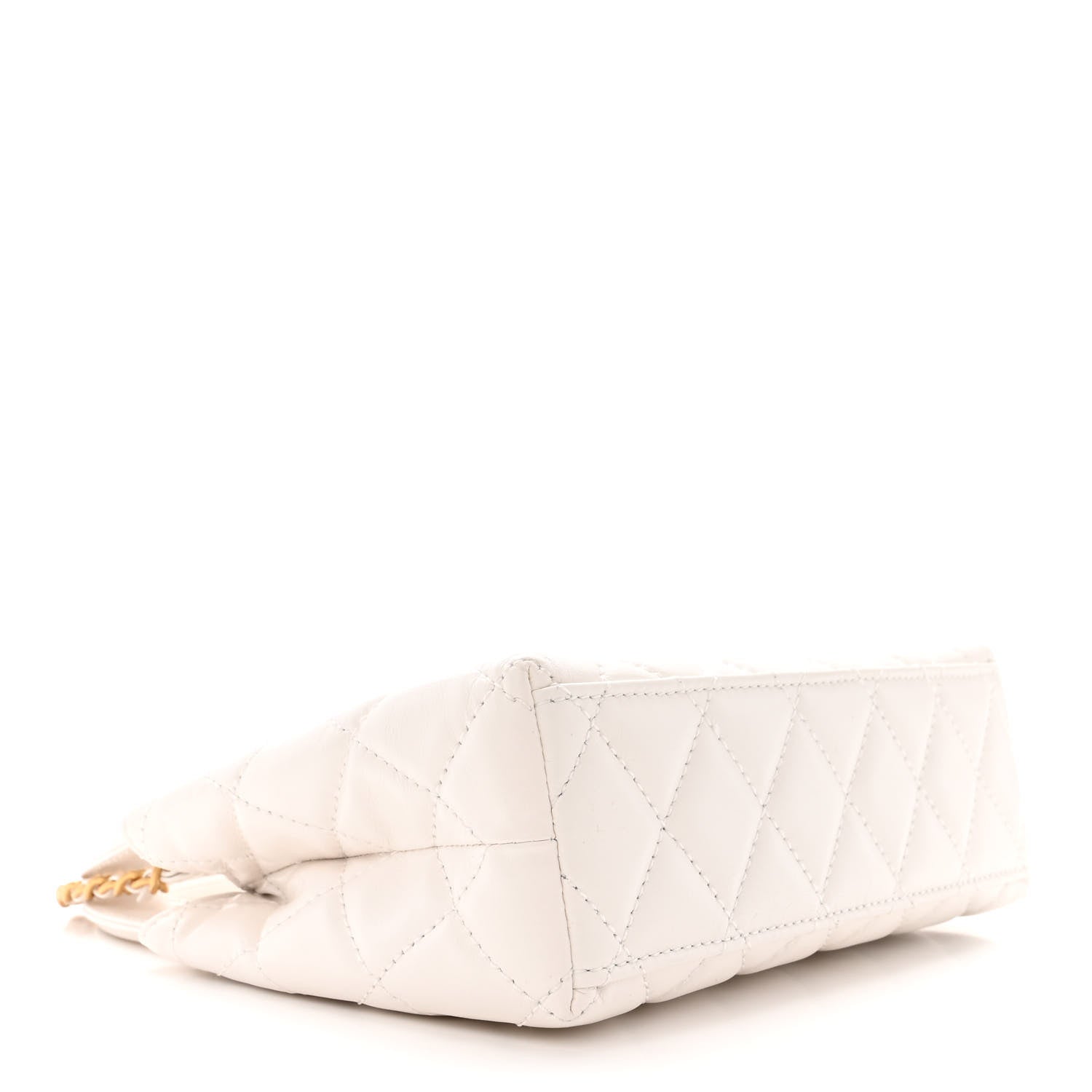 Chanel Shiny Aged Calfskin Quilted Nano Kelly Shopper White 4 of 12
