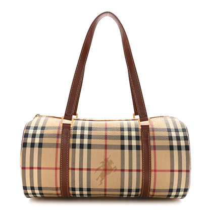 Burberry Haymarket Check Barrel Bag Brown 1 of 13