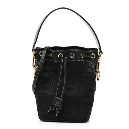 Fendi Canvas Vitello King F is Fendi FF Embroidered Mini Mon Tresor Bucket Bag Black 1 of 8