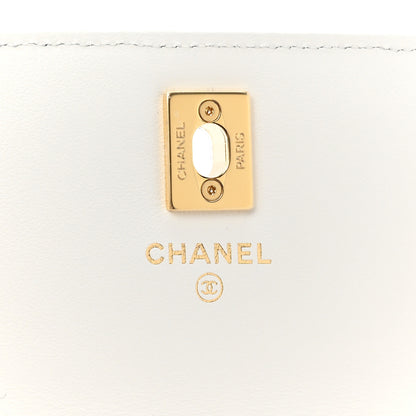 Chanel Shiny Caviar Quilted Flap Charm Wallet On Chain WOC White 9 of 13