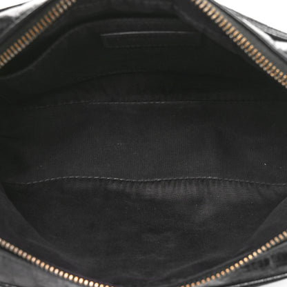 Saint Laurent Cracked Shiny Calfskin Monogram Lou Camera Bag Black 5 of 10