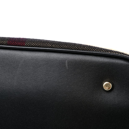 Burberry Grainy Calfskin Canvas Mega Check Medium Ashby Tassel Hobo Black 10 of 10