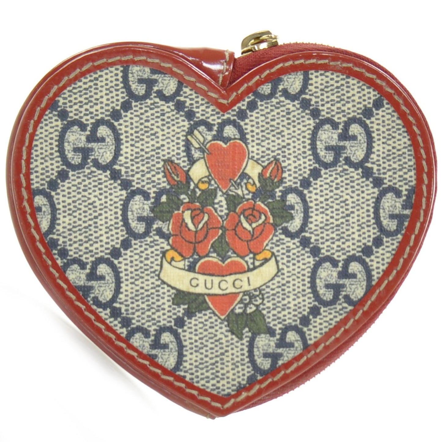 GG Plus Monogram Tattoo Heart Coin Purse Red