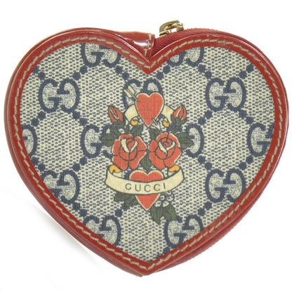 Gucci GG Plus Monogram Tattoo Heart Coin Purse Red 1 of 8