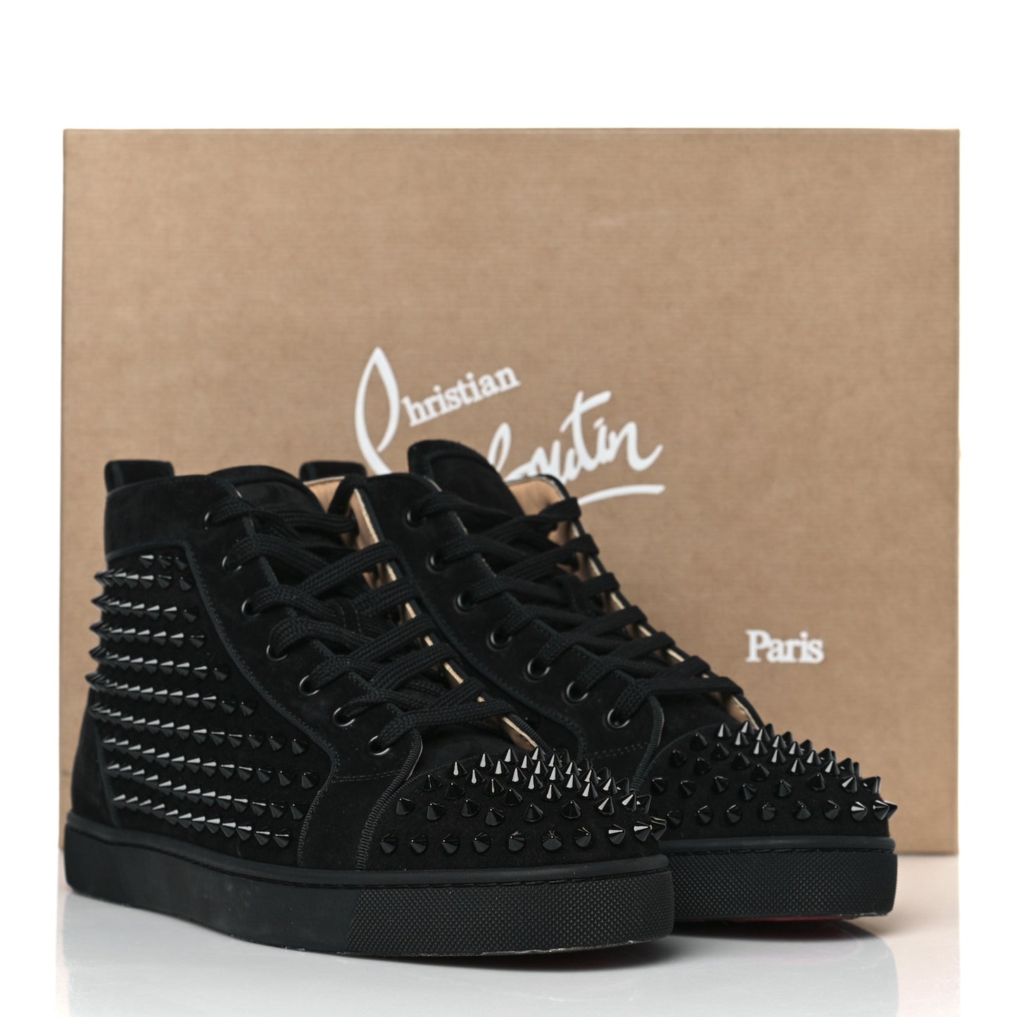 Veau Velours Mens Louis Orlato Flat Spikes Sneakers 42 Black