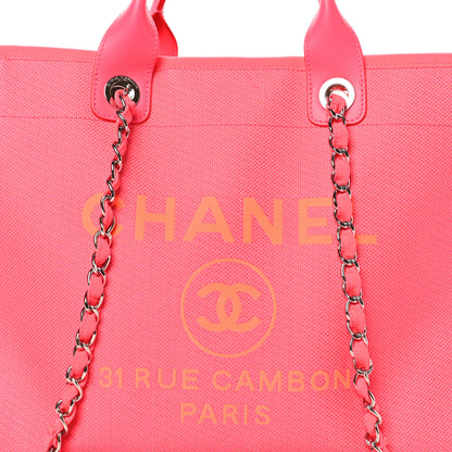 Chanel Mixed Fibers Calfskin Medium Deauville Tote Pink Orange 9 of 11