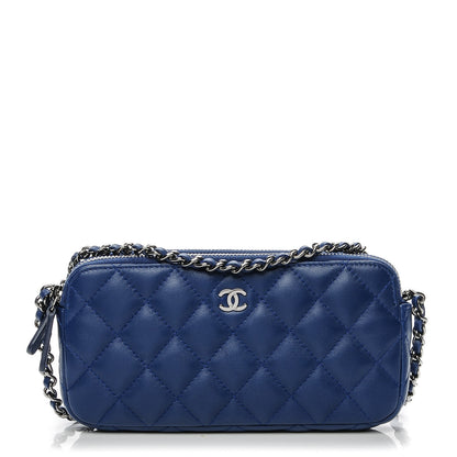 Chanel Lambskin Quilted Small Clutch With Chain Blue 1 of 7