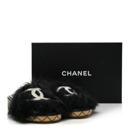 Chanel Shearling Lambskin CC Mules 40 Black White 8 of 8