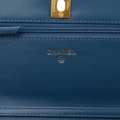 Chanel Denim Quilted CC Pearl Crush Wallet on Chain WOC Blue 7 of 12