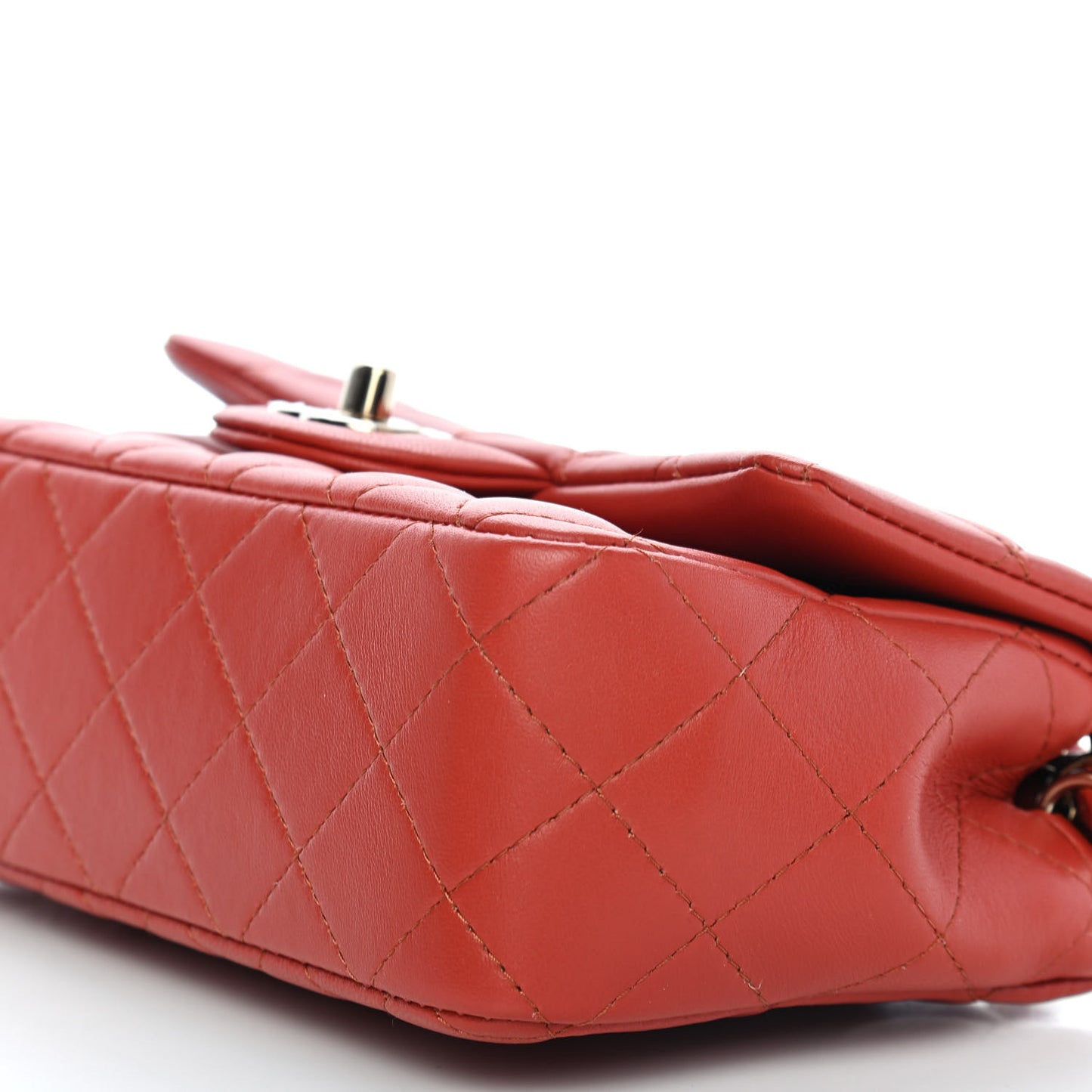 Lambskin Quilted Mini Rectangular Flap Brown