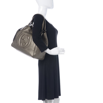 Gucci Metallic Pebbled Calfskin Medium Soho Shoulder Bag Sasso 2 of 15