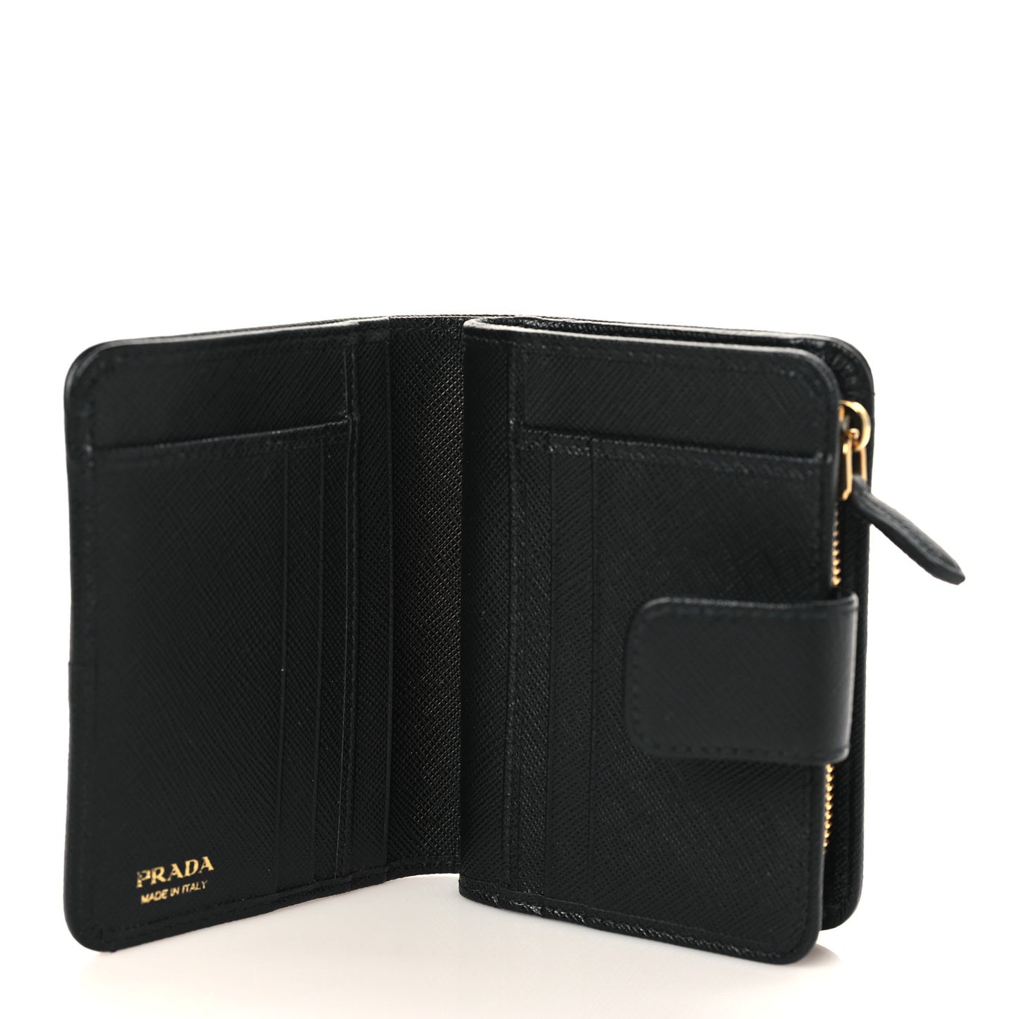 Tessuto Nylon Saffiano Metal Compact Wallet Black
