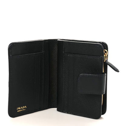 Prada Tessuto Nylon Saffiano Metal Compact Wallet Black 5 of 6