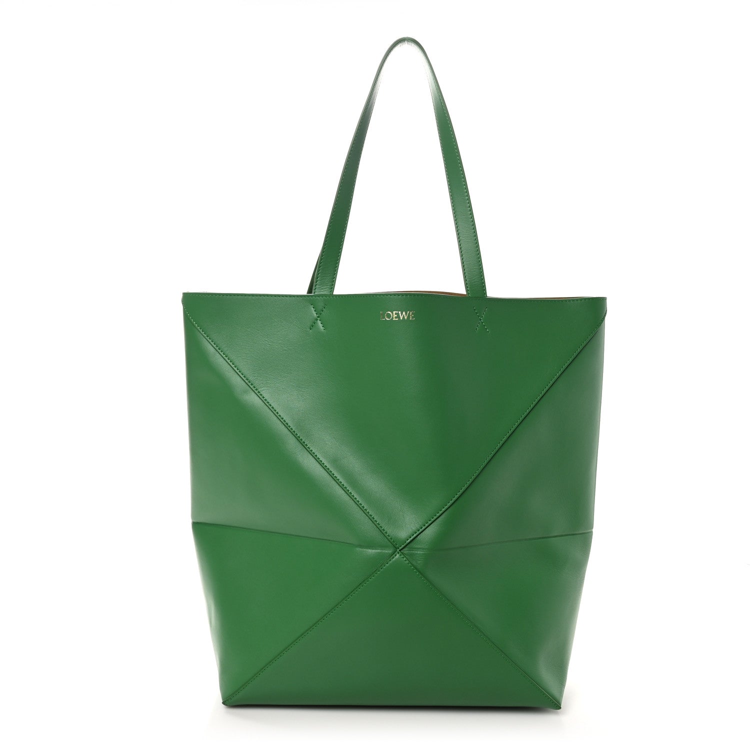 Loewe Shiny Calfskin Large Puzzle Fold Tote Tropical Green 1 of 8